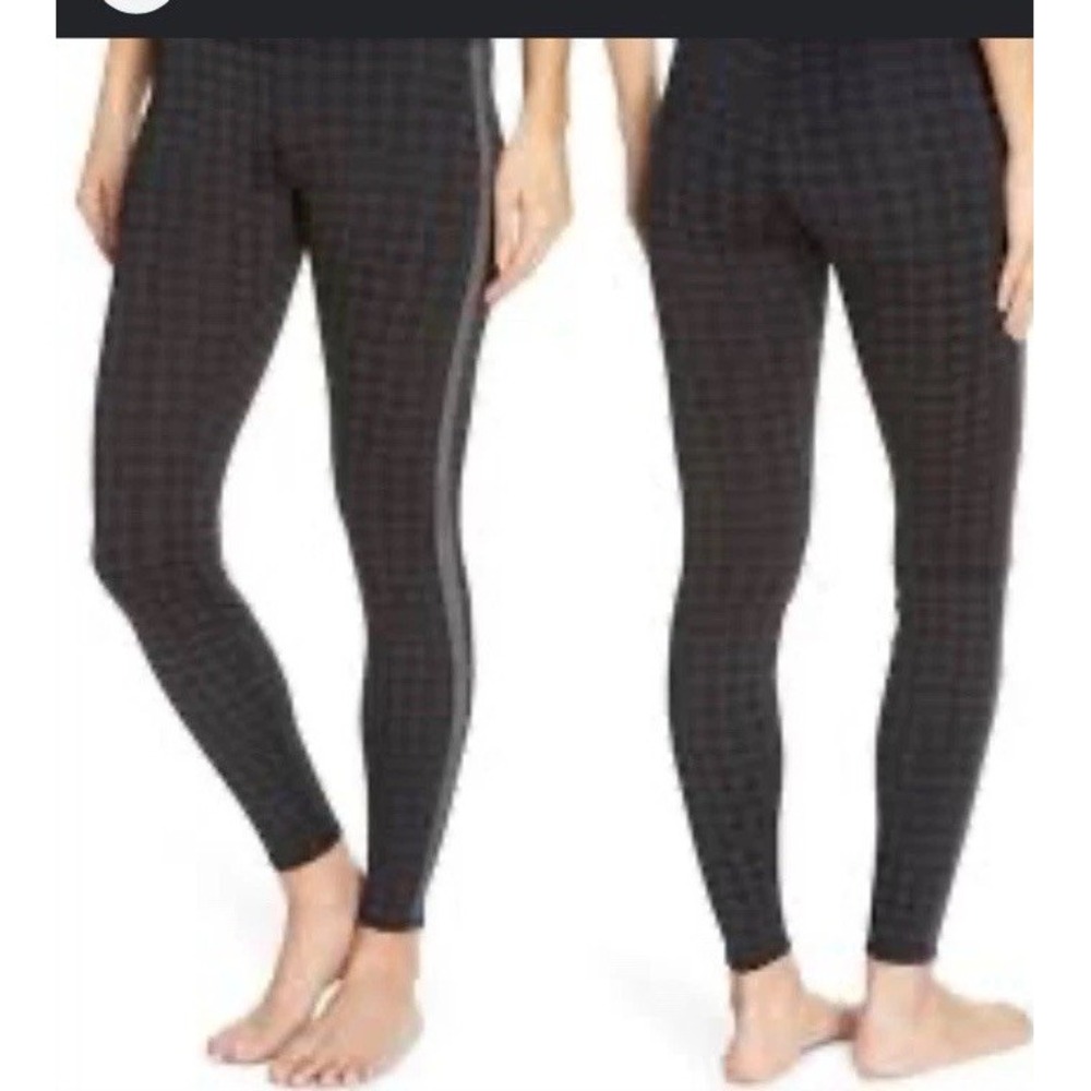 Alo Yoga Houndstooth High Waist Leggings Black Gray Reflective Stripe XS S